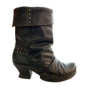 John Fluevog Textured Black Ankle Booties